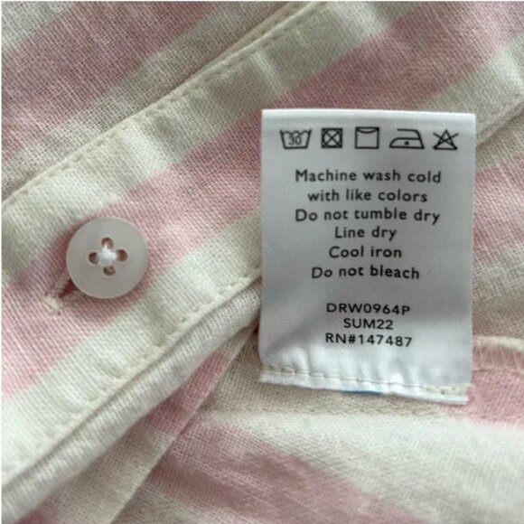 DRAPER JAMES Trisha Linen Shirtdress in Light Pink Cabana Stripe, 2X LN - Picture 9 of 11